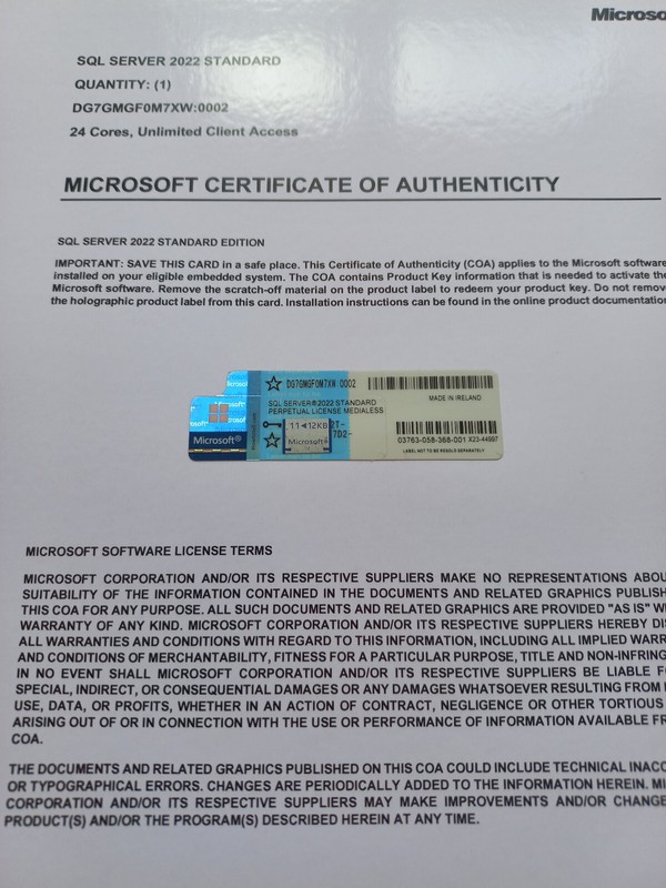 MS SQL Server 2022 Standard 24 Core License, unlimited User CAL PHYSICAL ITEM gallery