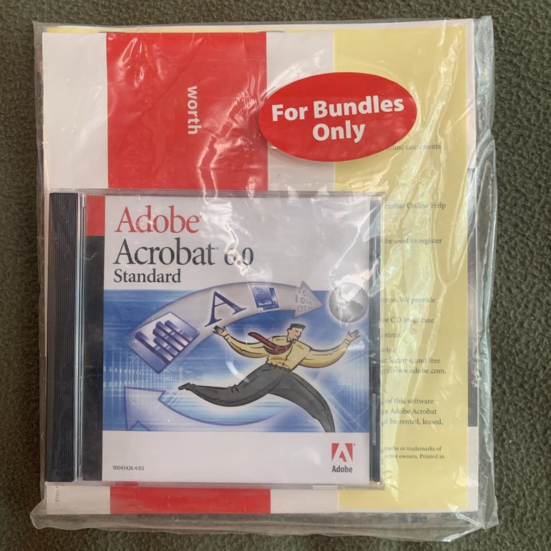 Adobe Acrobat 6.0 Standard Windows PC with serial number SEALED CD DP/N 0Y1197