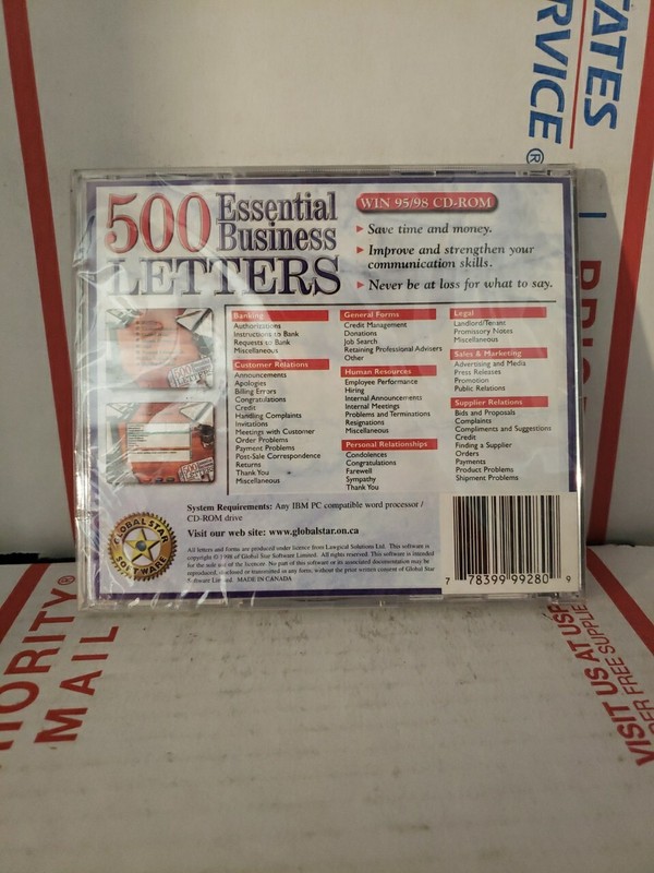 New Sealed 500 Letters Business Letters Win 95/98 • CD-ROM ~ Shelf177 gallery