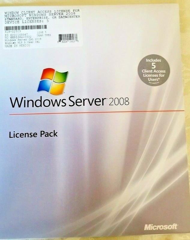 Windows Server 2008 License Pack, 5 CAL, SKU R18-02503, Brand New Factory Sealed