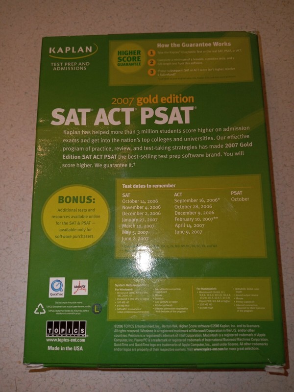 KAPLIN SAT ACT PSAT 2007 GOLD EDITION BRAND NEW RETAIL BOX. SHIPS FAST/FREE gallery
