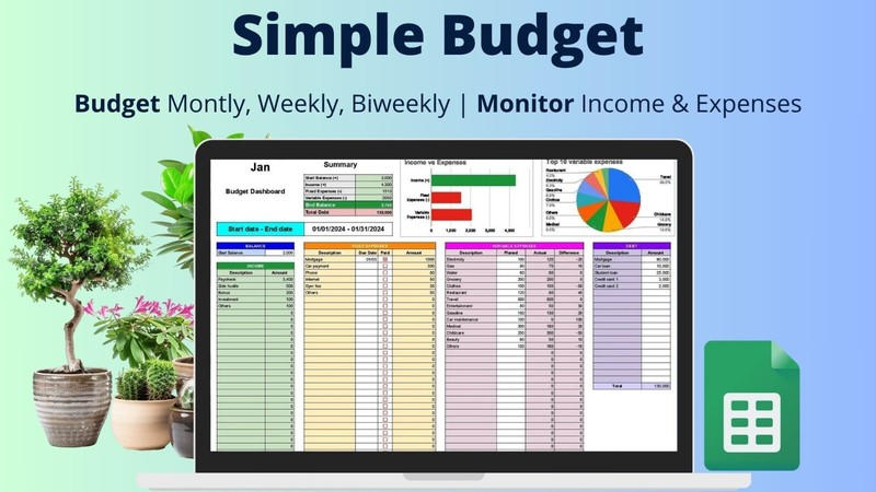 Budget Spreadsheet for Google Sheets with StartKit 2025/2026 – Track Finances
