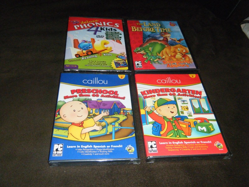 PC CD-ROM LOT CAILLOU PRESCHOOL & KINDERGARTEN LAND BEFORE TIME & DELUXE PHONICS