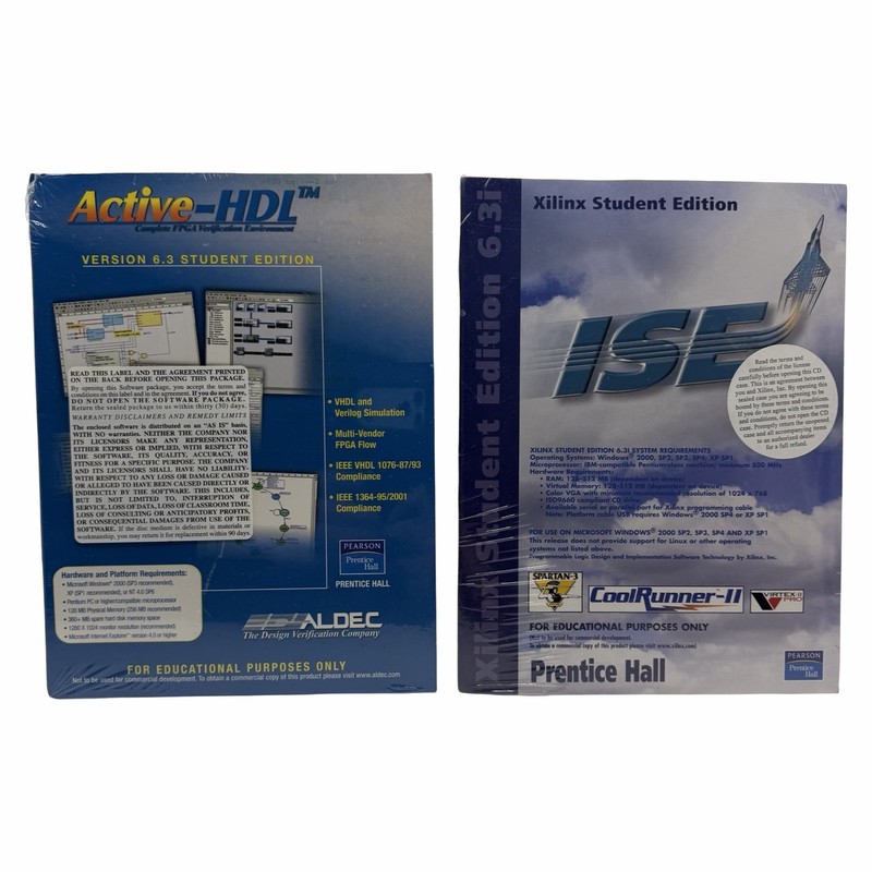 Xilinx Student Edition 6.3i plus Active-HDL 6.3 CD-ROM Software New Sealed