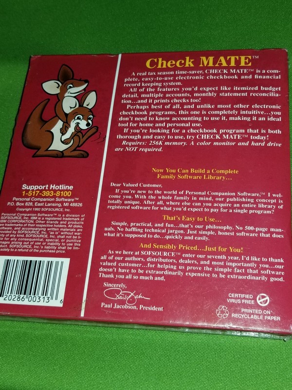 Check Mate SEALED 3.5 Disk Personal Companion PC IBM Software gallery