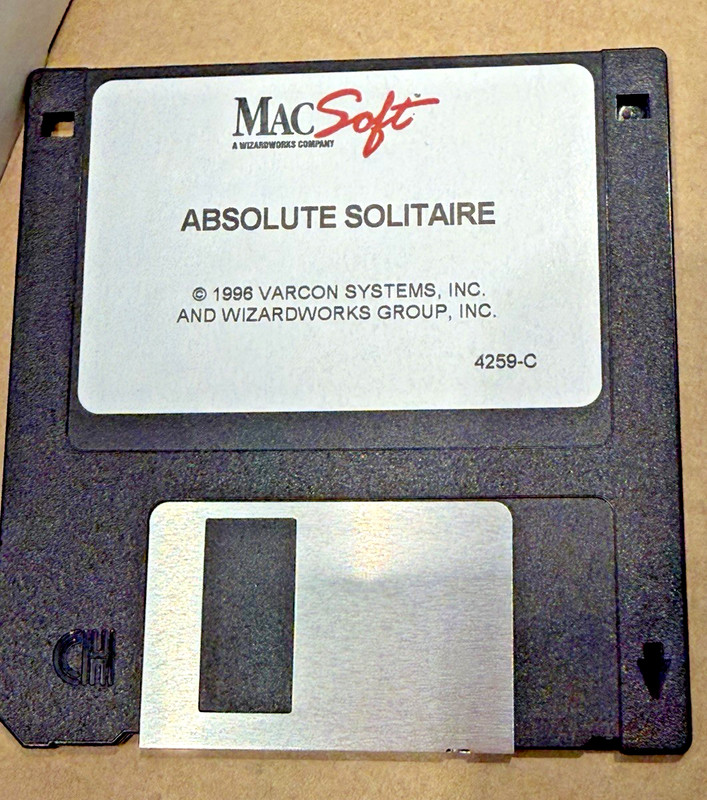 Rare ABSOLUTE SOLITAIRE 3.5" Floppy (CD-ROM missing) Apple Macintosh card game gallery