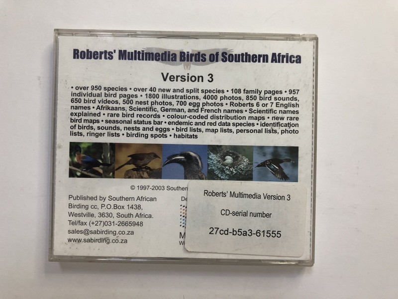 Roberts' Multimedia Birds of Southern Africa Version 3 (2003, 2 CDs) gallery