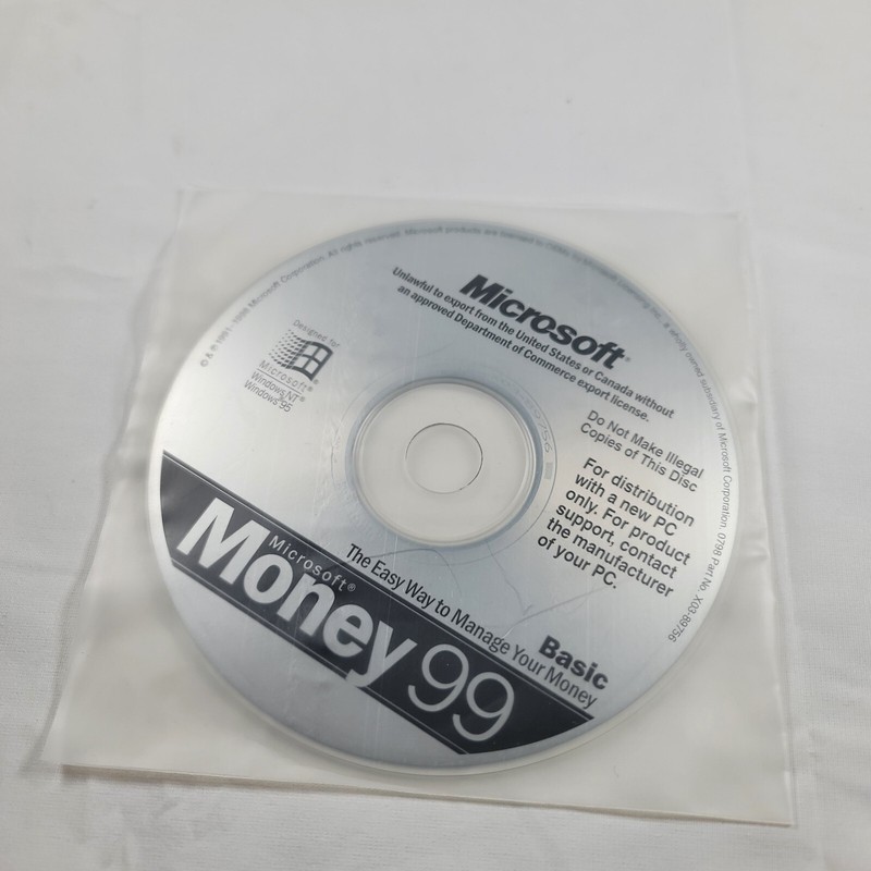 Microsoft Money 99 Basic Software PC Windows NT & Windows 95 DISC ONLY
