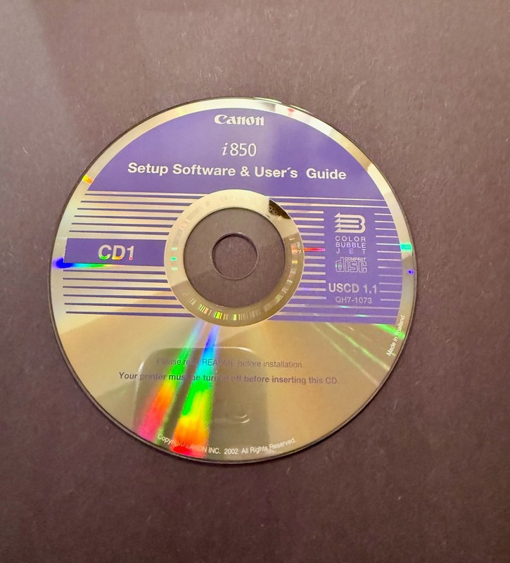 Canon i850 Setup Software & User’s Guide CD (PC, 2002) – Disc Only!!