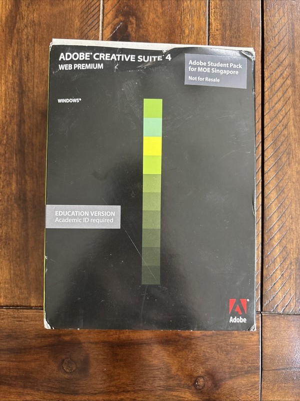 Adobe CS4 web Premium Windows Student Pack MOE Singapore CIB Slipcover