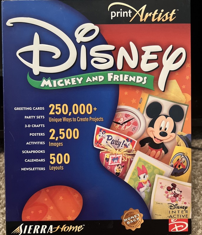 Print Artist: Disney Mickey and Friends PC, 2001 Scrapbooking, Greeting Cards