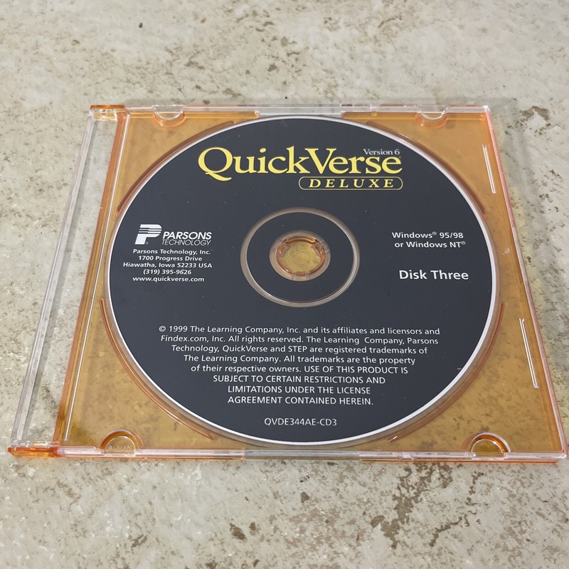 Quick Verse Deluxe Windows 95/98 NT Bible Reference CD Disc 3 Parsons gallery