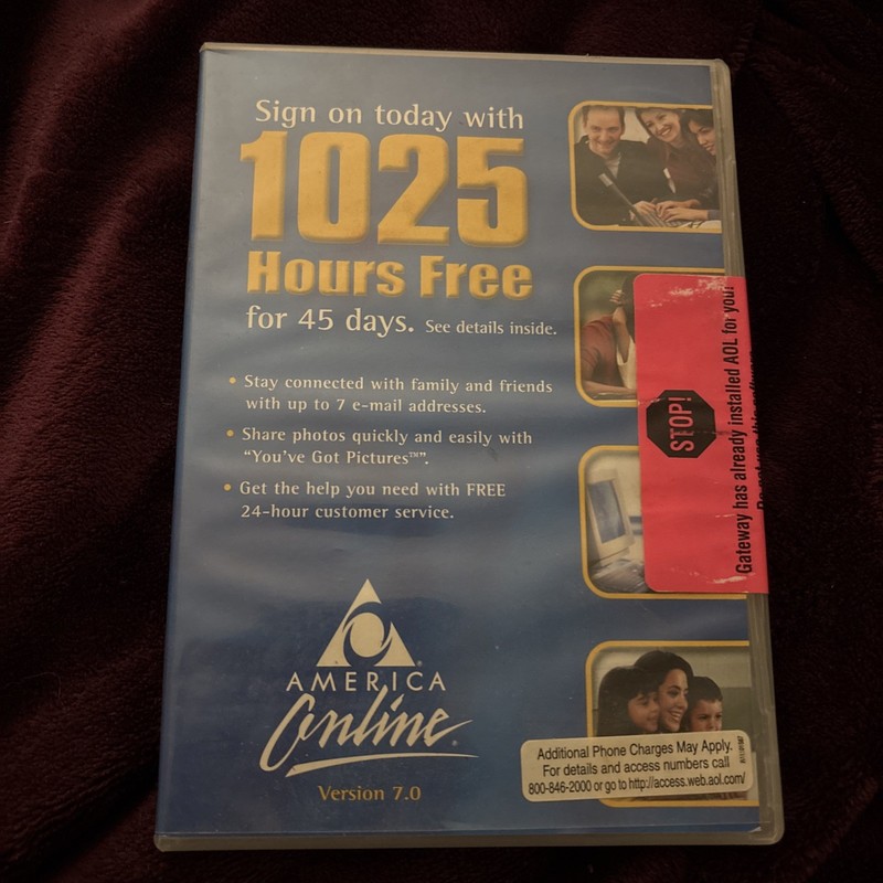 Vintage, Rare, AOL V7.0 America Online CD-ROM, New Factory-Sealed Gateway AOL