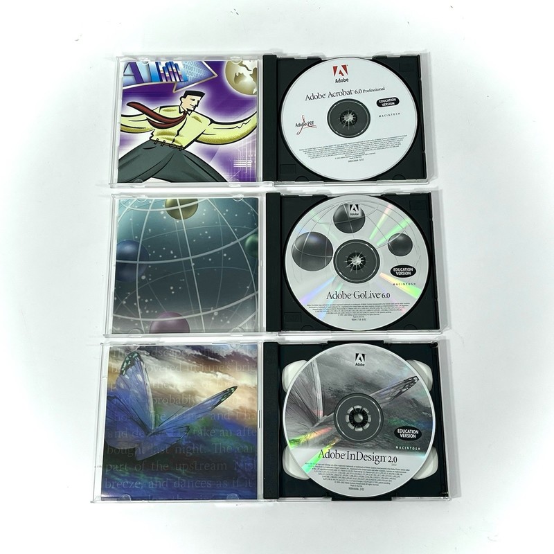 3 Adobe Lot InDesign 2.0 GoLive 6.0 Acrobat Education Mac Mint w/ Serial Numbers gallery