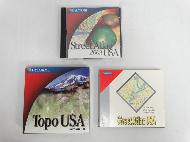 Lot Of Vintage DeLorme Mapping Software Discs Street Atlas USA Topo USA