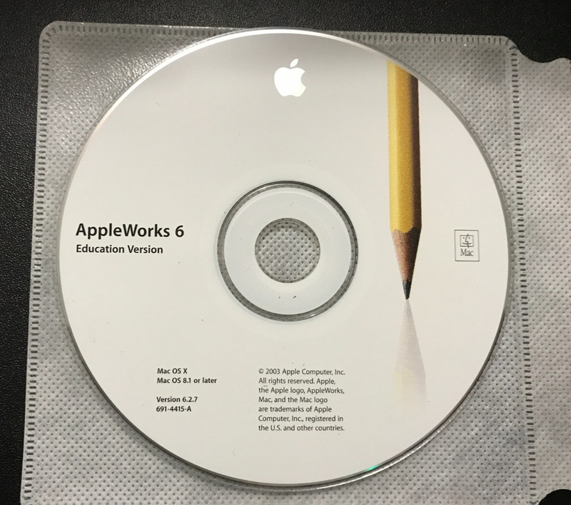 AppleWorks 6 Disk Macintosh OS Apple Version 6.2.7