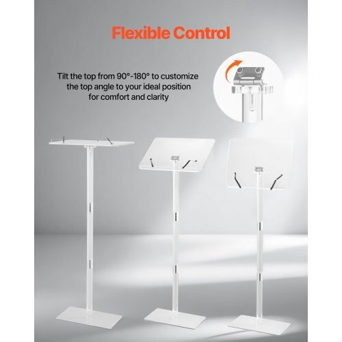 Podium Stand, 43-Inch Acrylic Lectern, Portable Laptop Desk with Wide Reading Su gallery