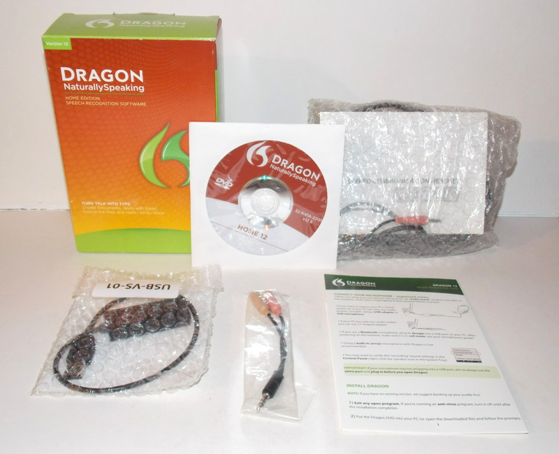 NEW Dragon Naturally Speaking 12 Home Edition Speech Recognition Software w/ Mic
