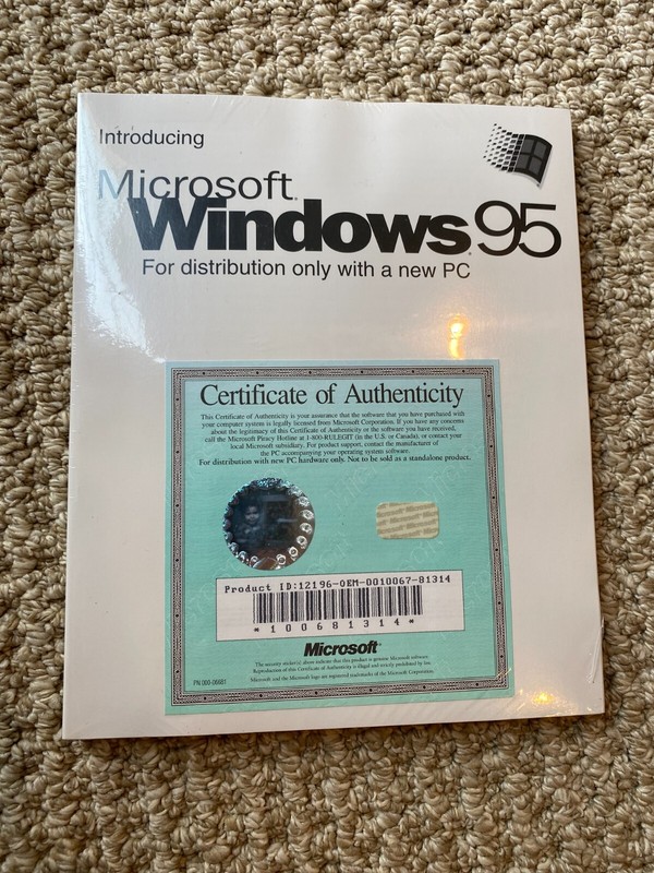 1997 Microsoft Windows95 With Internet Explorer 4.0 CD-ROM W/ Instructions & COA