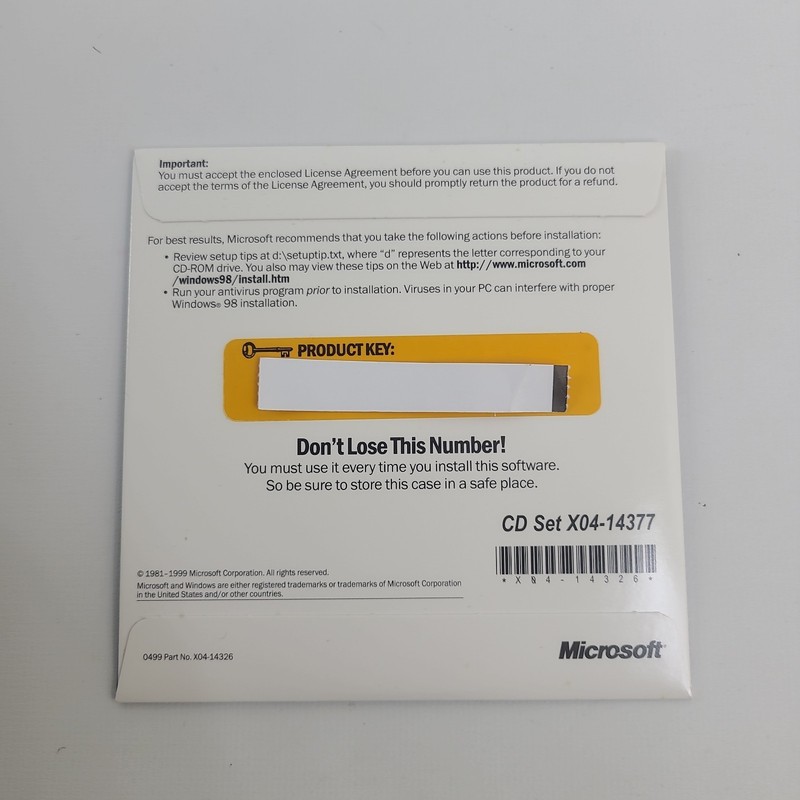 Microsoft Windows 98 Second Edition Upgrade Original Disc & Factory Sealed gallery
