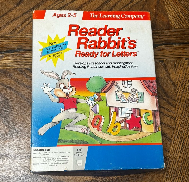Reader Rabbit Ready For Letter The Learning Company Big Box Vintage MAC Game!