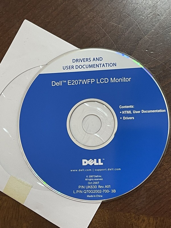 Dell E207WFP LCD Monitor Drivers and User Documentation CD-ROM