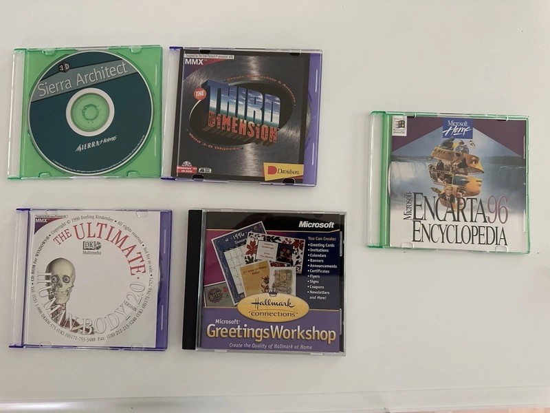Lot of Microsoft and MMX CDs. Sierra Architect Third Dimension Greeting Workshop