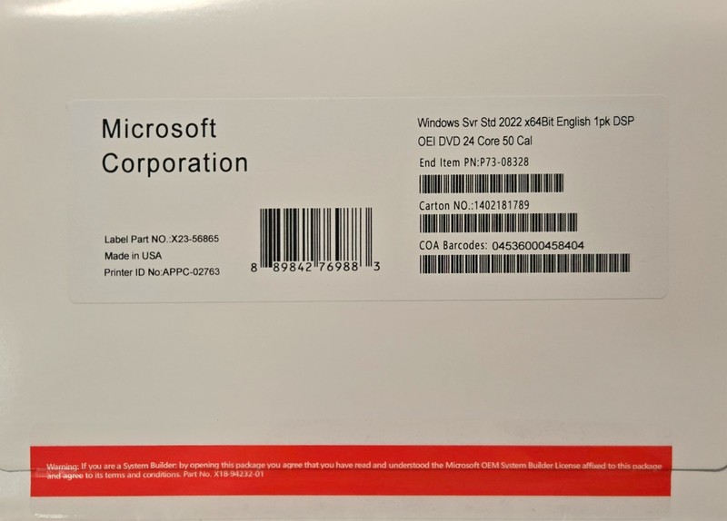 Microsoft Windows Server 2022 Standard Edition | 24-Core License | 50 CALs