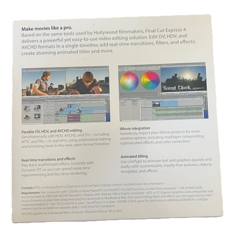 Apple Final Cut Studio 4 Mac Install Software Disc & Manual gallery
