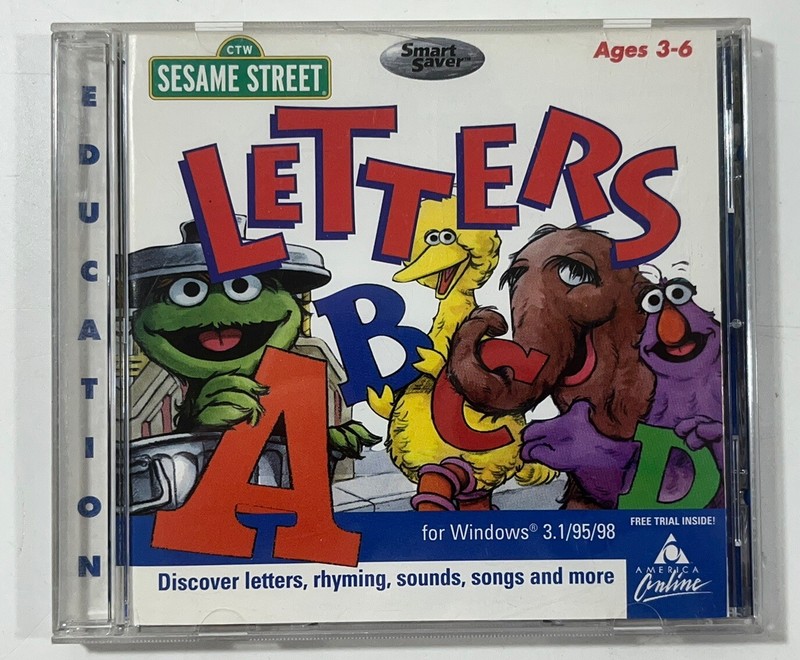 Sesame Street Letters CD-Rom Creative Wonders Windows 1995