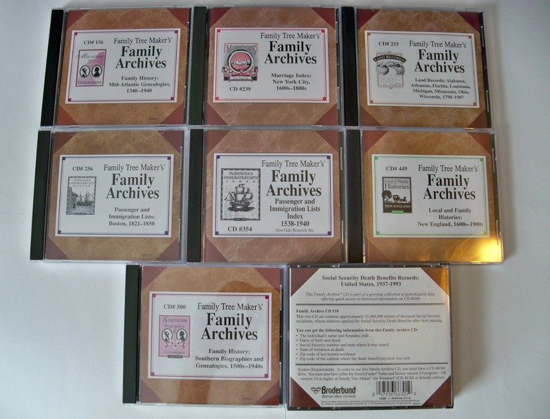 Family Tree Maker 11 Discs Set CDS 110, 156, 239, 255, 256, 354, 449, 500 …