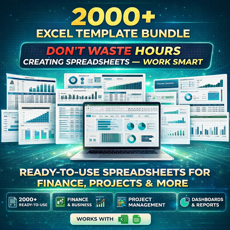 2000+ Excel Templates Bundle | Business Finance Budget Planner Dashboard Sheets