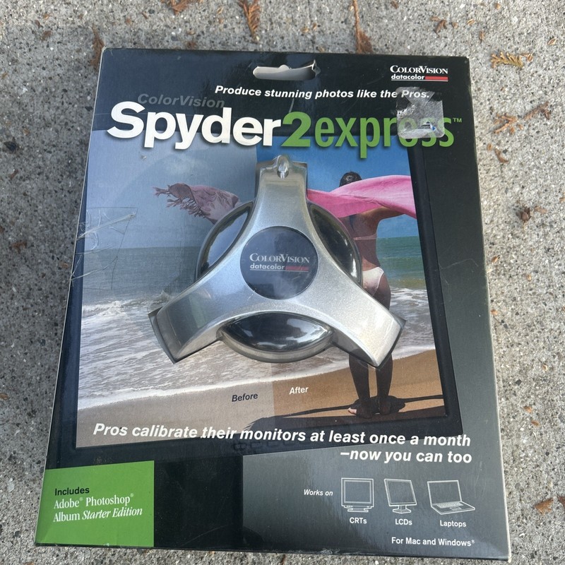 Color Vision Spyder2Express Color Calibration Adobe Photoshop Starter NIB CRT PC