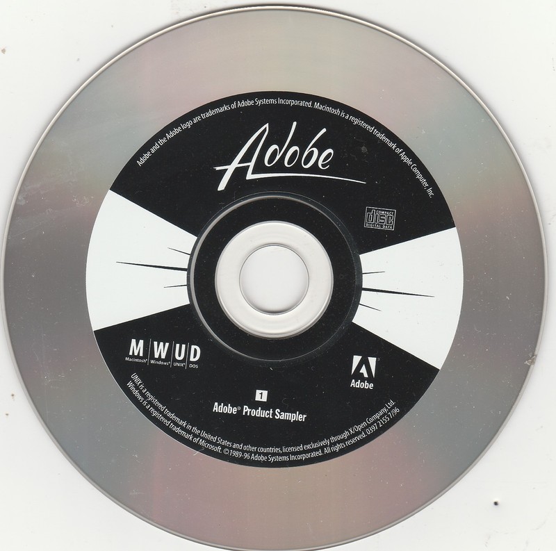Adobe Product Sampler for Windows / Mac / Unix / DOS~ CD-Rom ~ 1996