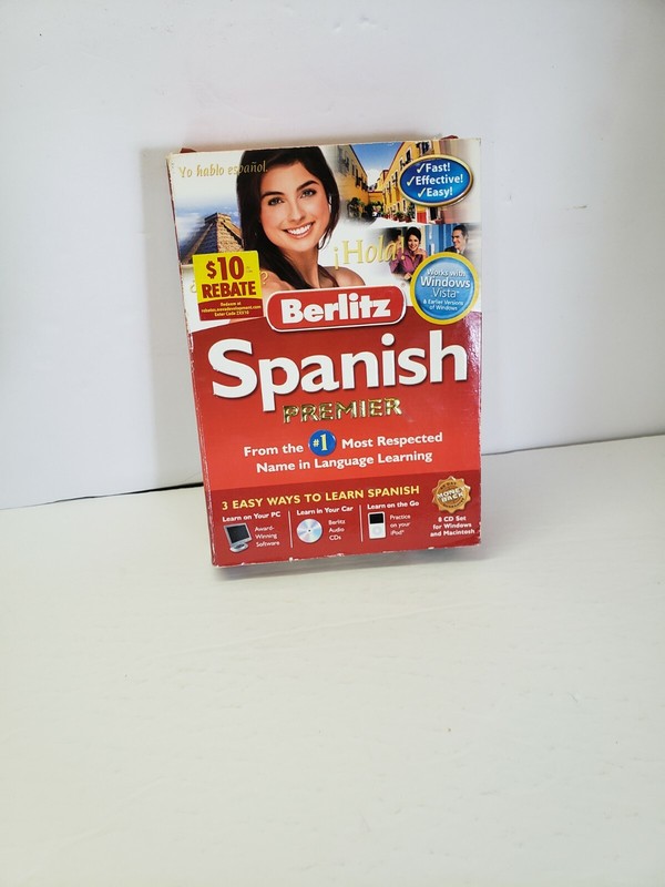 BERLITZ Spanish Premier Language Learning Software 8-Disc Set Slight .box damage