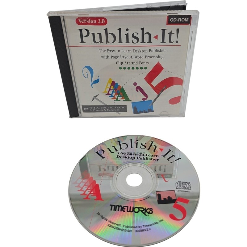 Timeworks Publish-It Version 2.0 CD-ROM Desktop Publisher IBM PC Software 1992