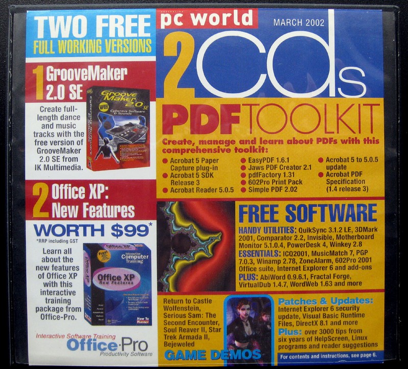 PC World Magazine Mar 2002: 2xCDs ONLY – software/utilities/Games (no magazine)