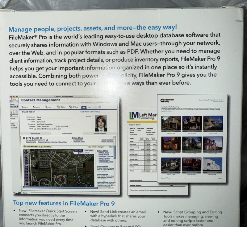 FileMaker Pro 9 Software for Windows and Mac Complete in Box gallery