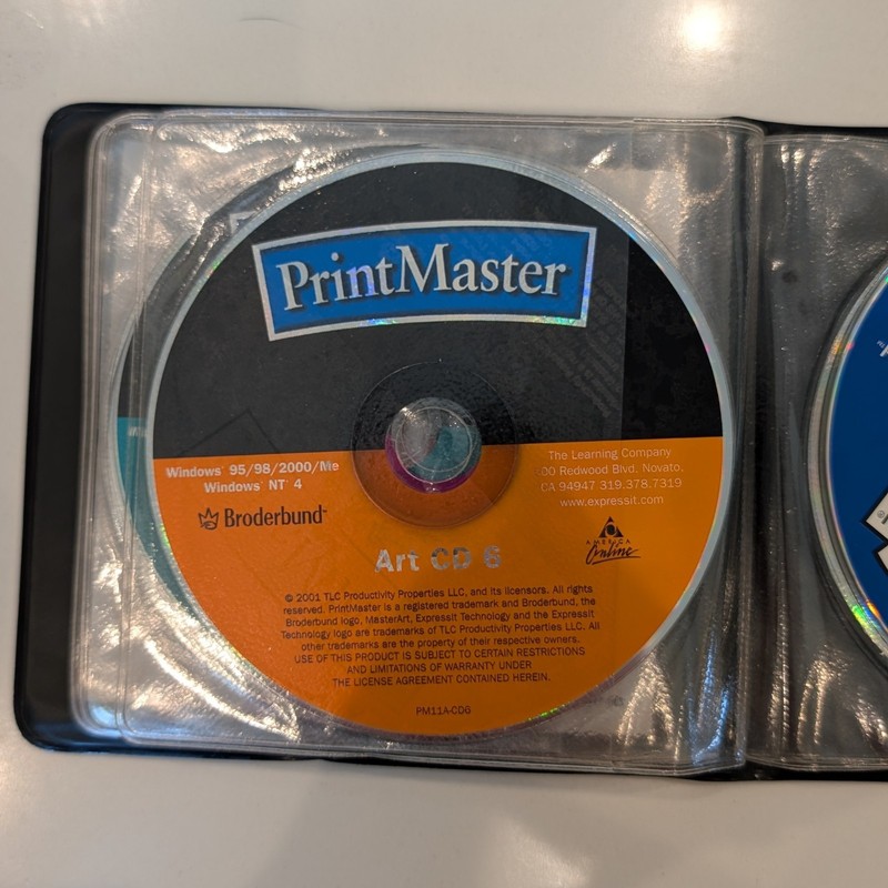 Printmaster Platinum 11 Broderbund 8 Disc Set Art Program Windows 95 98 2001 gallery