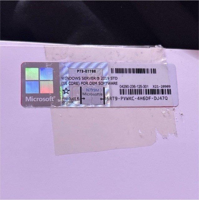 Microsoft Windows Server 2019 Standard 16 Core OEM Product Key Card P73-07788