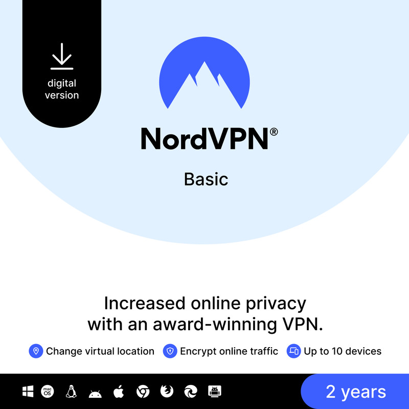NordVPN Basic – 2-Year – Premium VPN Software – 10 Devices
