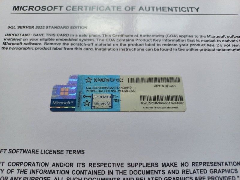 Microsoft SQL Server 2022 Standard 24 Core unlimited User CALs CoA DG7GMGF0M7XW gallery