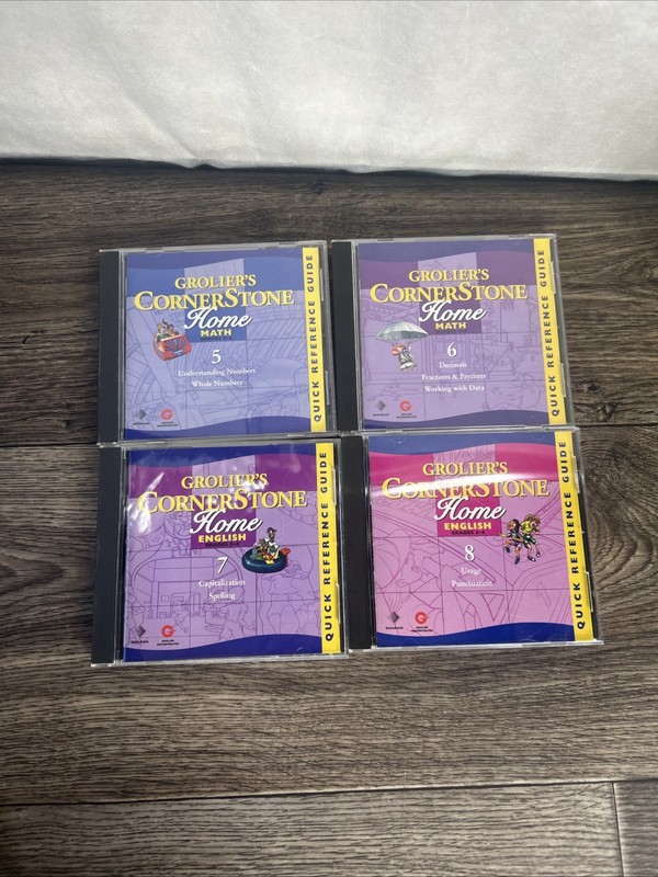 Grolier's Cornerstone Home Math And English Grade 5-6 CD-ROM Set Of 4