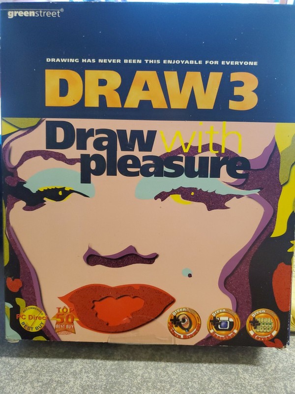 Vtg Greenstreet Draw 3: Draw w/ Pleasure for Windows 95,98, NT, 2000 & ME~CD-ROM