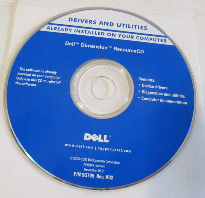 Dell Dimension Resource CD Reinstallation Disc 2000-2002 Drivers & Utilities