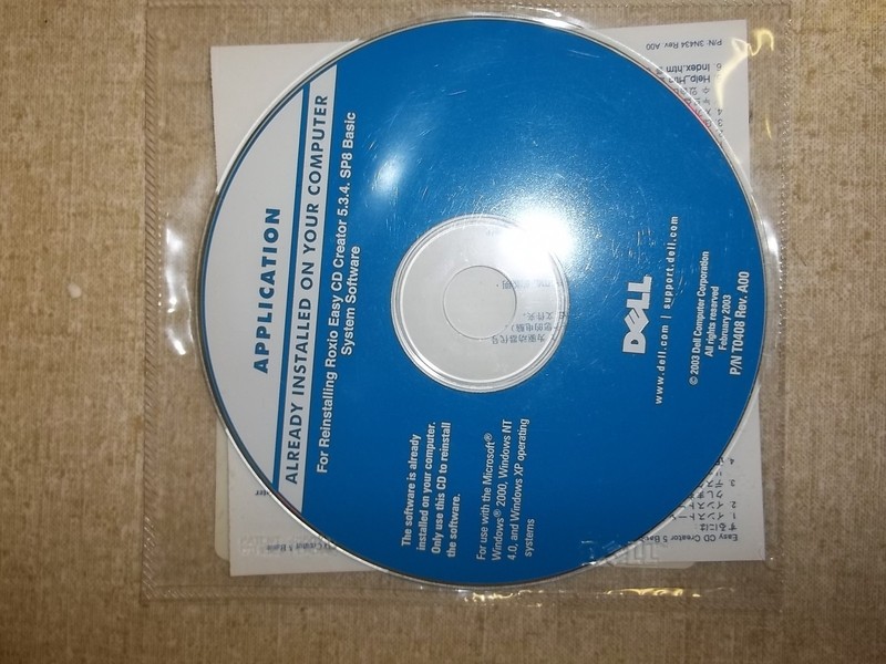 Dell Application Disc Roxio Easy CD Creator 5.3.4 SP8 Basic T0408 Rev. A00