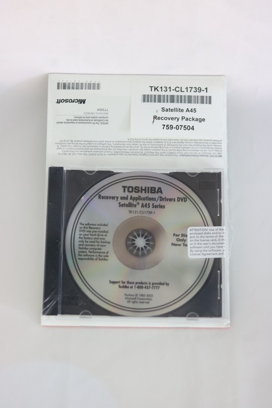 Sealed Toshiba Satellite A45 Recovery and Application Package 759-07504 gallery