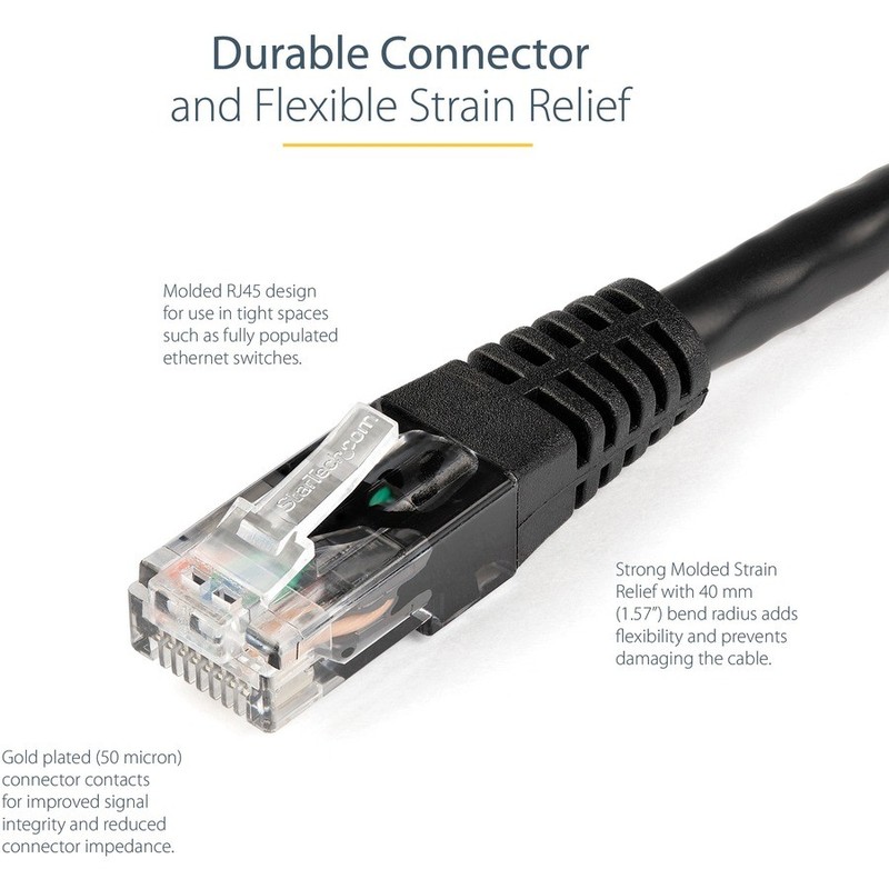 Startech IT C6PATCH2BK 2ft Cat6 Patch Cable RJ45 M-F Black gallery