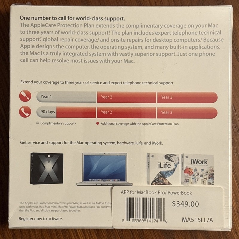 AppleCare Protection Plan MacBook/iBook MA515LL/A (New Sealed) Apple CareAppleCa gallery