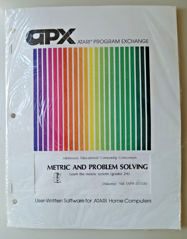 Metric & Problem Solving;Atari 400/800/LX/XE; Disk Drive APX-10138 NOS